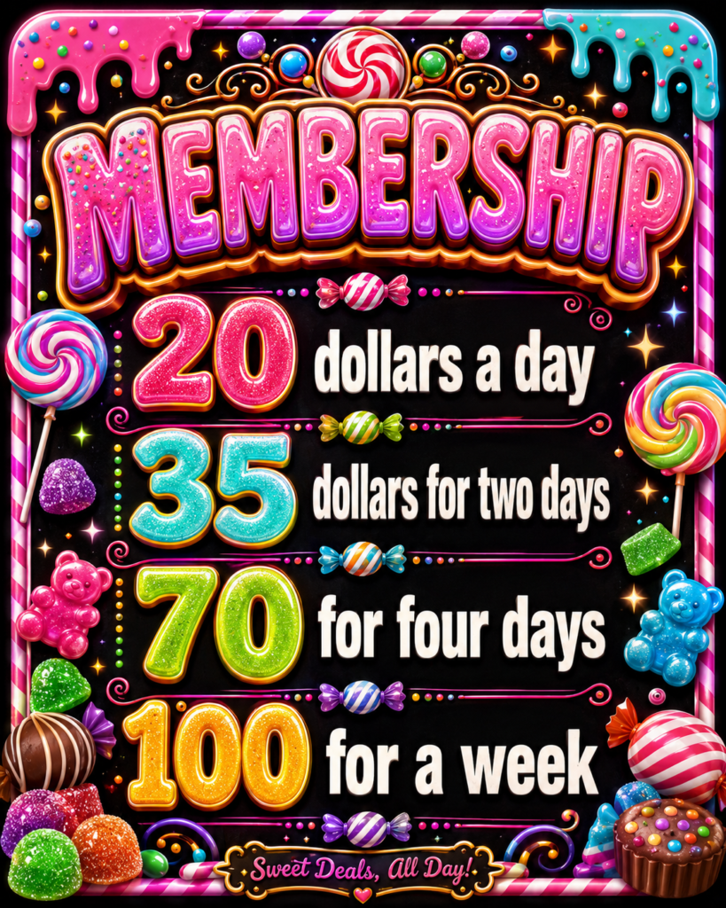 Membership pricing: $20 a day, $35 for two days, $70 for four days, $100 for a week